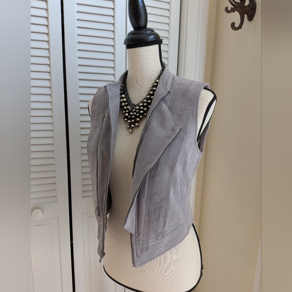 BCBGMAXAZRIA Damien Moss Gray Faux Suede Vest, Small - Picture 5 of 9